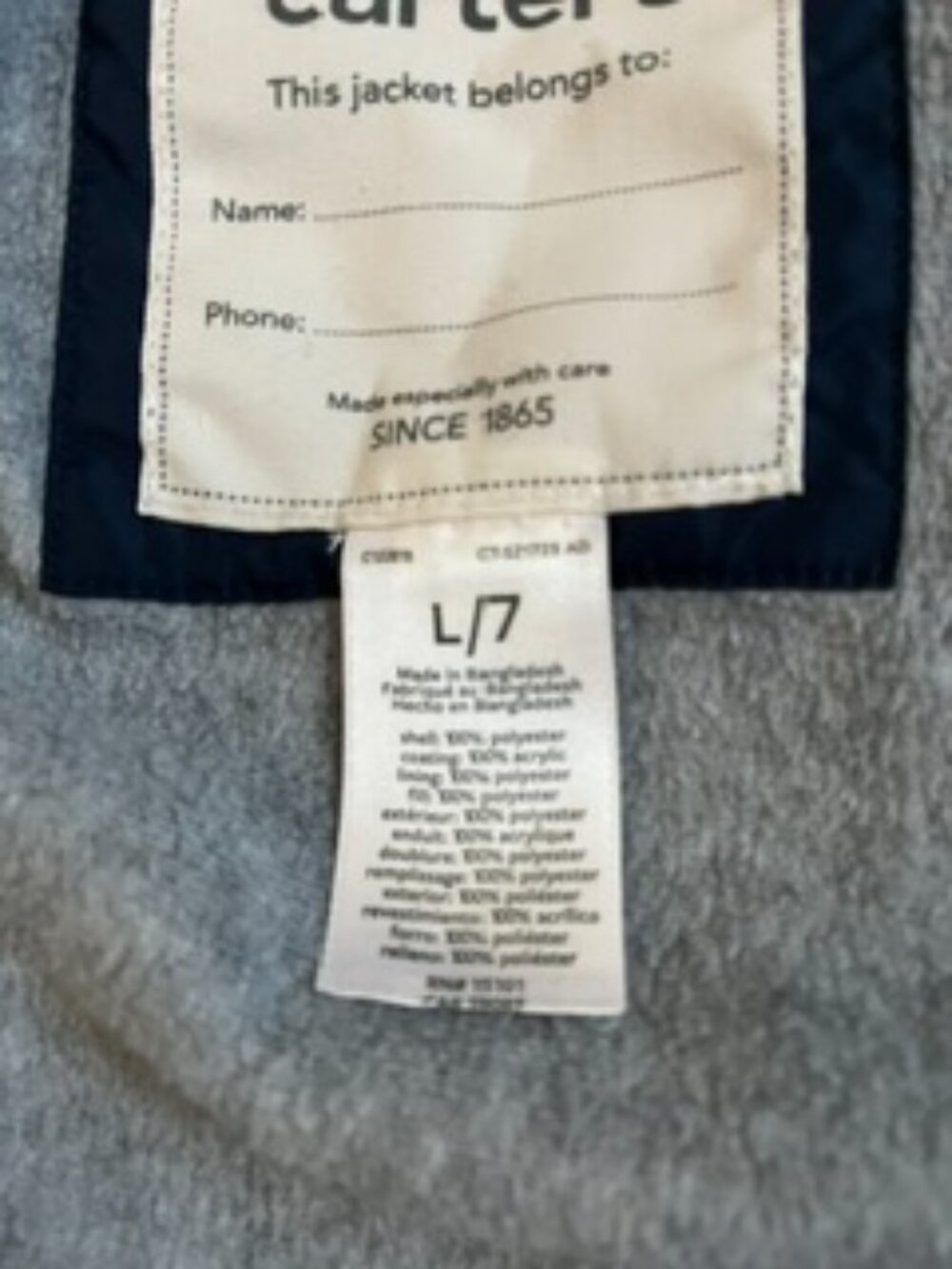 🧡3/15 Carter's Jacket Colorblock Navy Green Blue Boys L/7 - Picture 4 of 7